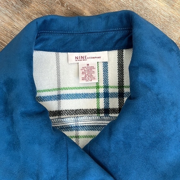 Nine and Company Faux Suede Teal Jacket Coat Plaid Flannel Liner size Medium - Picture 7 of 16